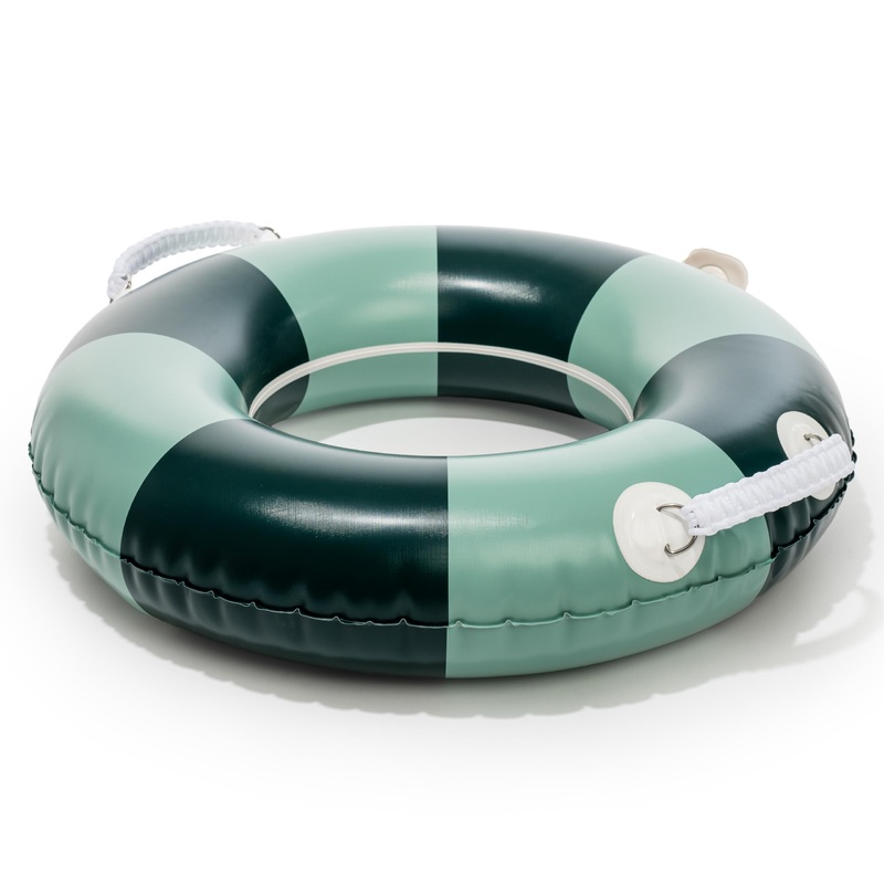 Business & Pleasure Co. Classic Pool Float – Vintage Inflatable Pool Ring For Kids – Riviera Green – S/M