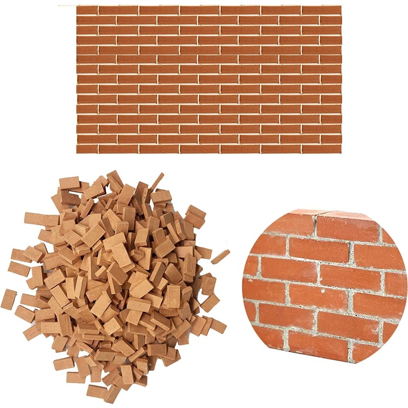 Cayway Mini Red Wall Bricks – 420Pcs Tiny Bricks For Landscaping & Dollhouse Mini Gardens