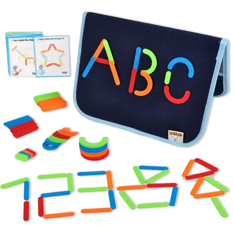 Chefan Felt Letter Puzzle Alphabet Number Construction Set, Alphabet Number Building Game For Toddlers, Abc Learning Toy, Shape