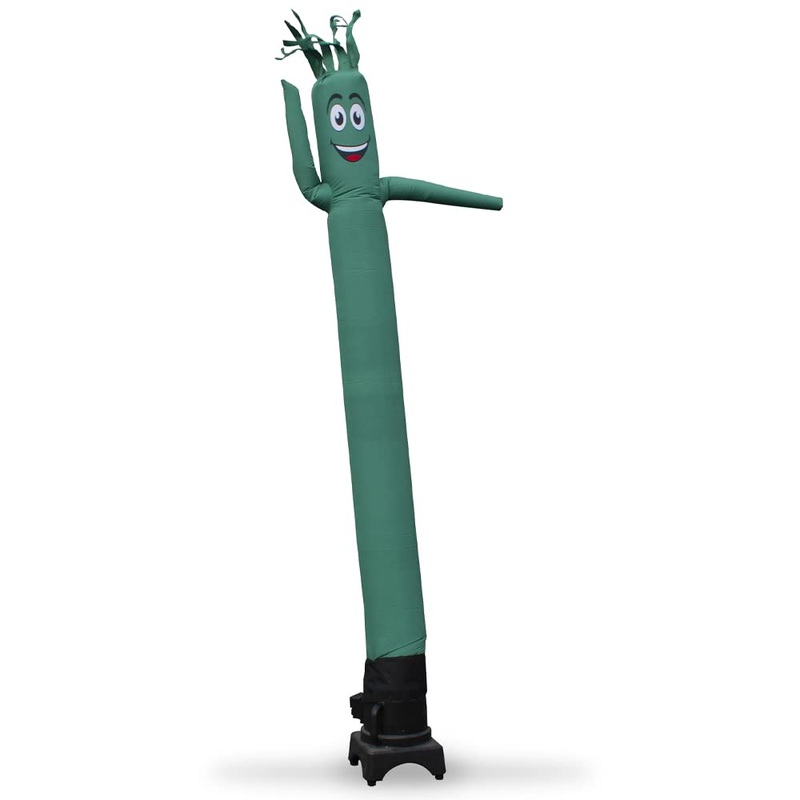 Dark Green 8 Foot Tall Inflatable Tube Man Air Powered Waving Puppet, Air Blower Motor Included With 6Ft Solid Colored Dancer By