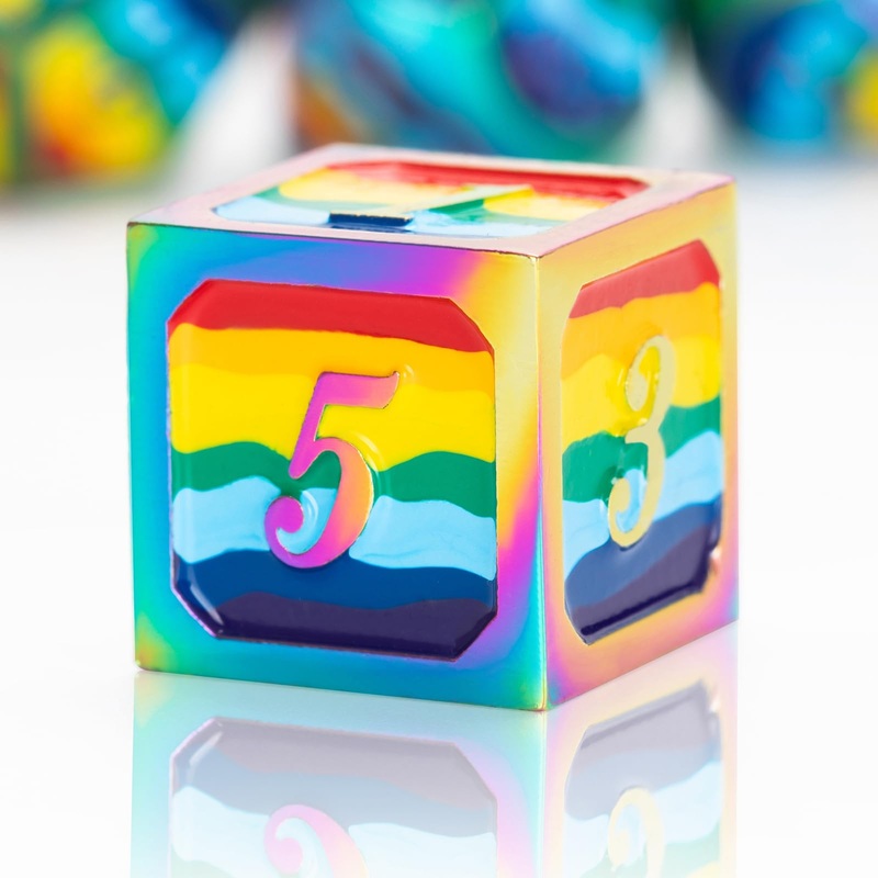 Fatestone D&D Plating Metal Dice Set 7Pcs T With Gift Box For Dungeons And Dragons Mtr Prg Tabletop Game(Rainbow-C)