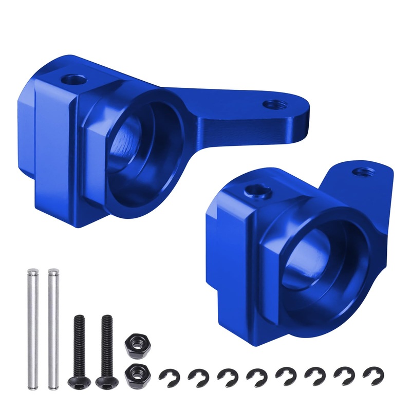 Hobbypark Aluminum Front Steering Blocks Upgrade Parts For 1/10 Traxxas Slash 2Wd Rustler Stampede Bandit Replace 3736, Navy Blu