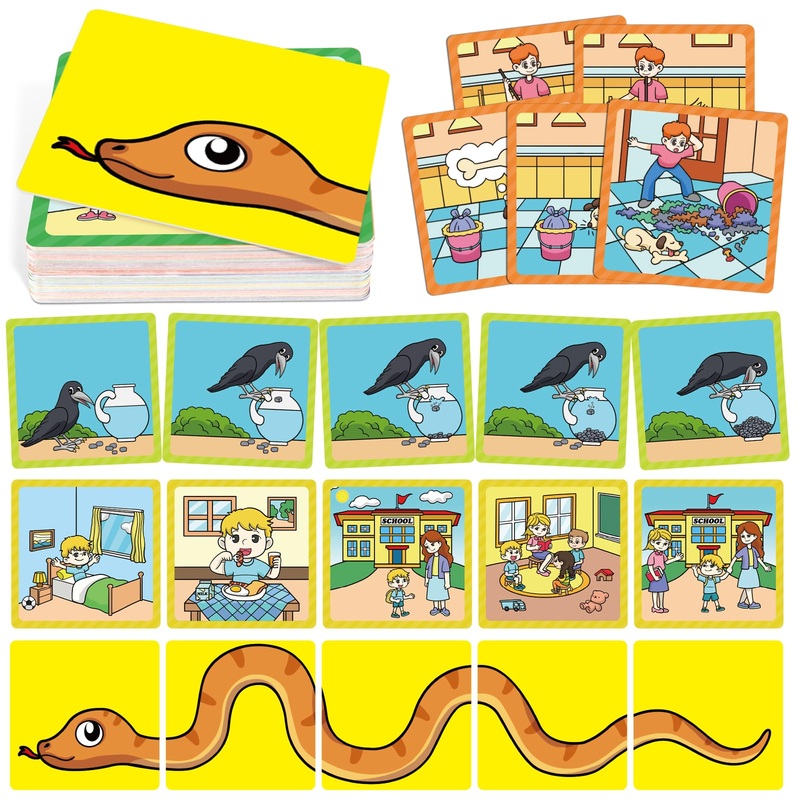 Hughush Sequencing Cards,Sequence Board Game For Kids,Story Storytelling,Speech Therapy Toys Materials For Autism,Social Skills,
