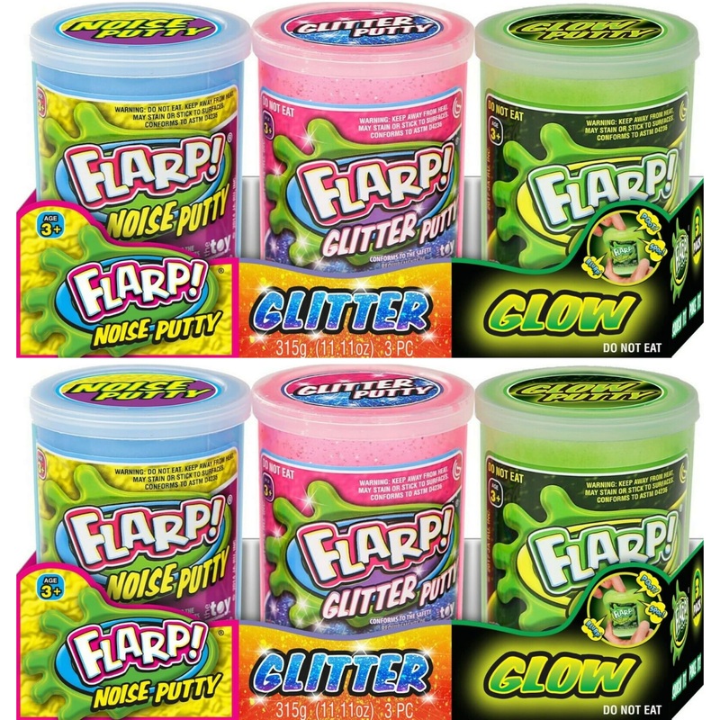 Ja-Ru Flarp Noise Putty 3 Set Variety Pack (2 Packs) – Glow In The Dark, Glitter & Original Noise Putty Slime, All Scented. Fidg