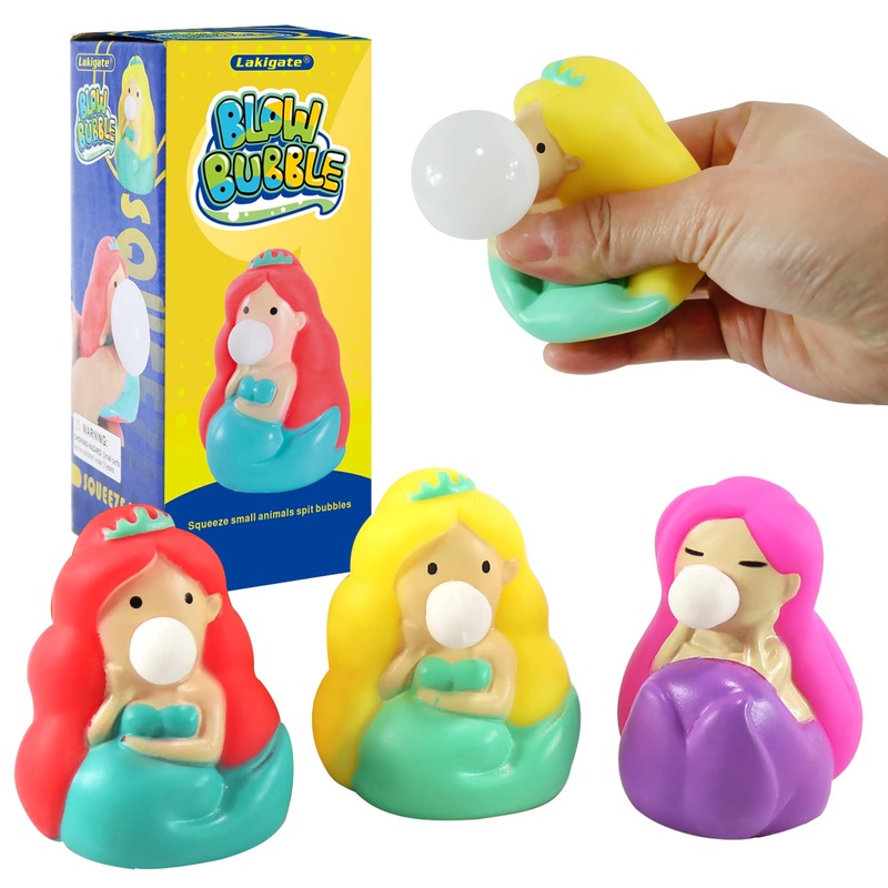 Lakigate Squeeze Toy,Cute Mermaid Bubble Squishy Toys,3 Pack,Fidget Toys For Kids And Adults,Squishies For Autism, Adhd And Quit