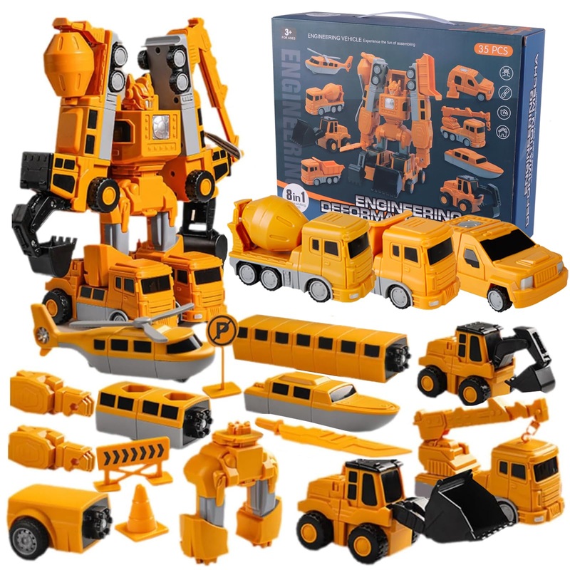 Magnetic Transform Engineering Car Assembled Toys, Construction Vehicles With Storage Box, Toys For Toddlers 3-4 Magnetic Blocks