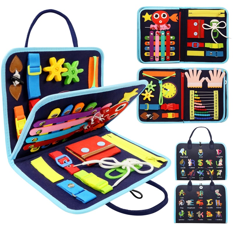 Majavi Toddler Busy Board Montessori Educational Learning Sensory Toys For 1 2 3 4 Year Old, Felt Busy Book Christmas Birthday G