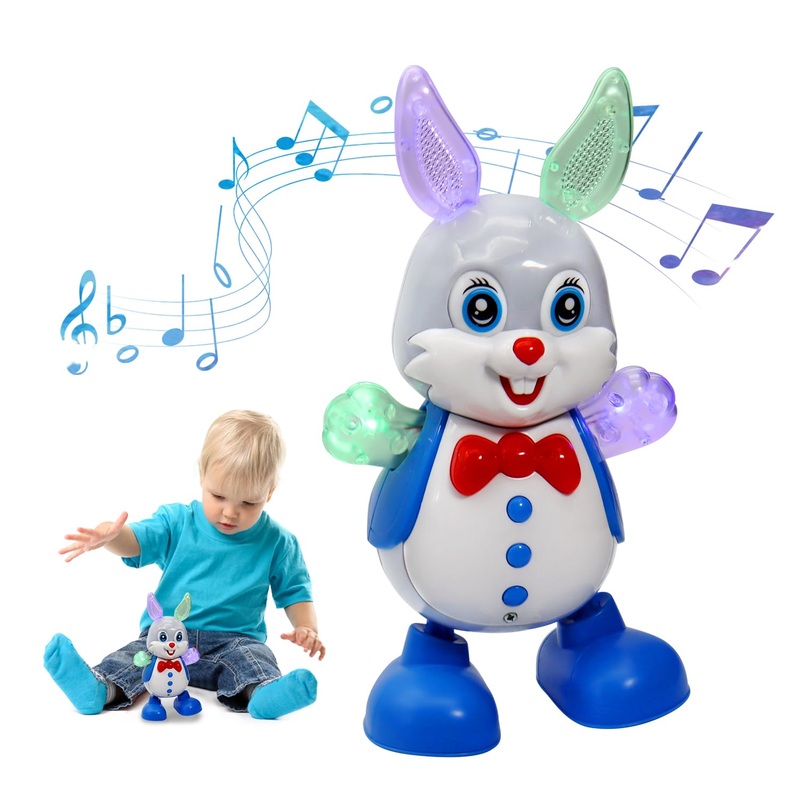 Mayaphilos Bunny Dancing Music Toy With Lights, Crawling Toy Light Up Music, Fun Moving Musical Toy For Toddlers Chirsmas Birthd