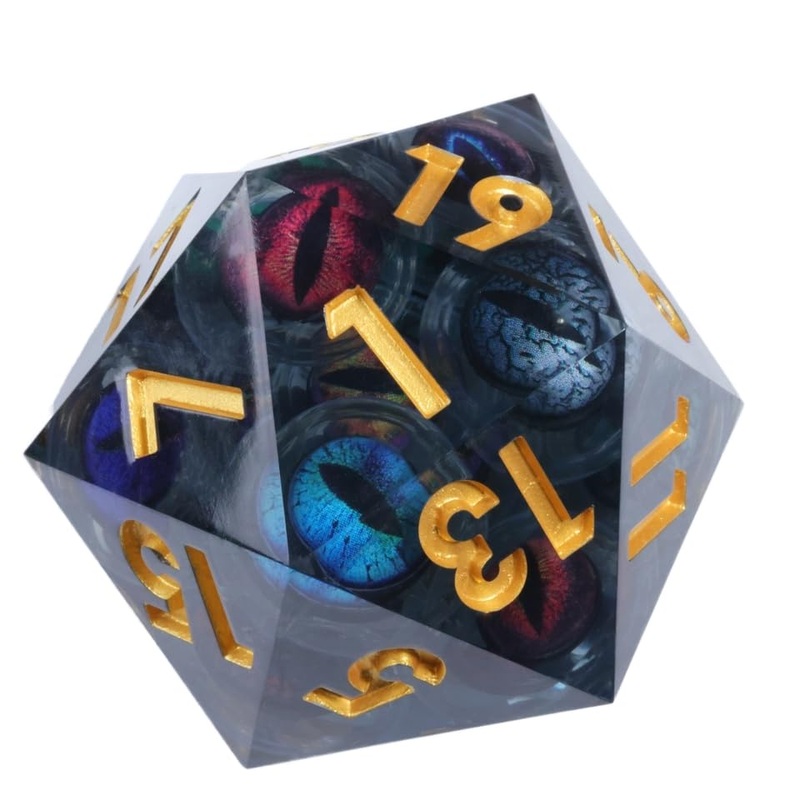 Mini Planet 50Mm Chonk D20 Liquid Core Polyhedral 50Mm D20 Liquid Core Role Playing Game Dice Aqua Dragon Eyeballs