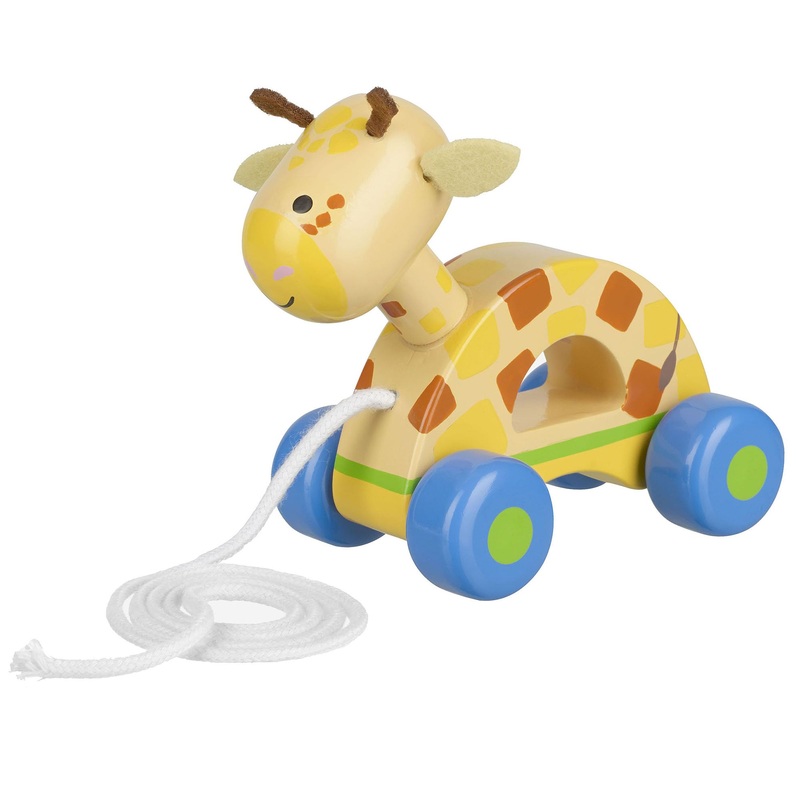 Orange Tree Toys: Pull Along: Giraffe – Wooden Toy, Colorful Wheeled Character, Push-Pull, Encourage First Steps, Fsc Certified,