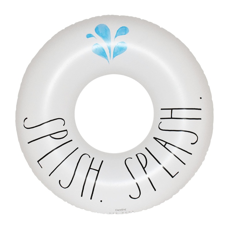 Rae Dunn X Coconut Float Ring Float – Splish Splash Theme – Adult Size Large 48 Inch Inflatable Raft & Durable Water Inner Tube