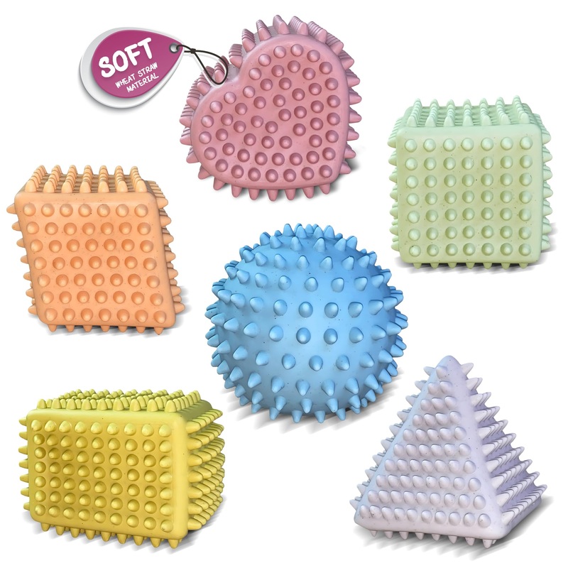 Rohsce Soft Spiky Sensory Balls – No Hole Wheat Straw Soft Toys For Toddlers 1-3 Multicolor Bath Gifts Montessori Toys Baby Ball