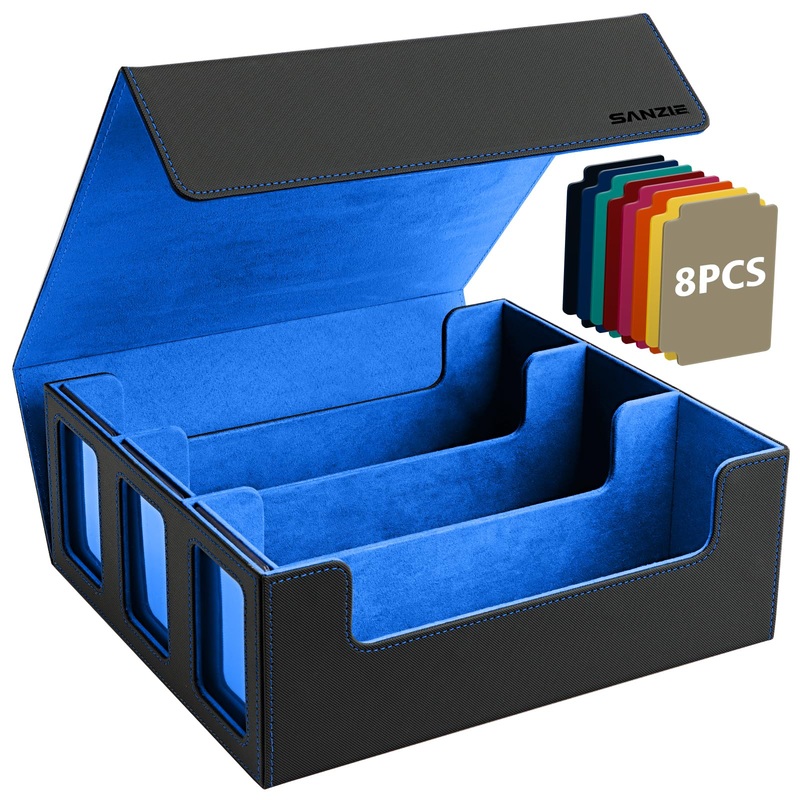 Sanzie Card Deck Box For Mtg Commander Deck Box With 8 Dividers Fits 1800+ Single Sleeved Trading Cards Tcg Box For Magic Game C