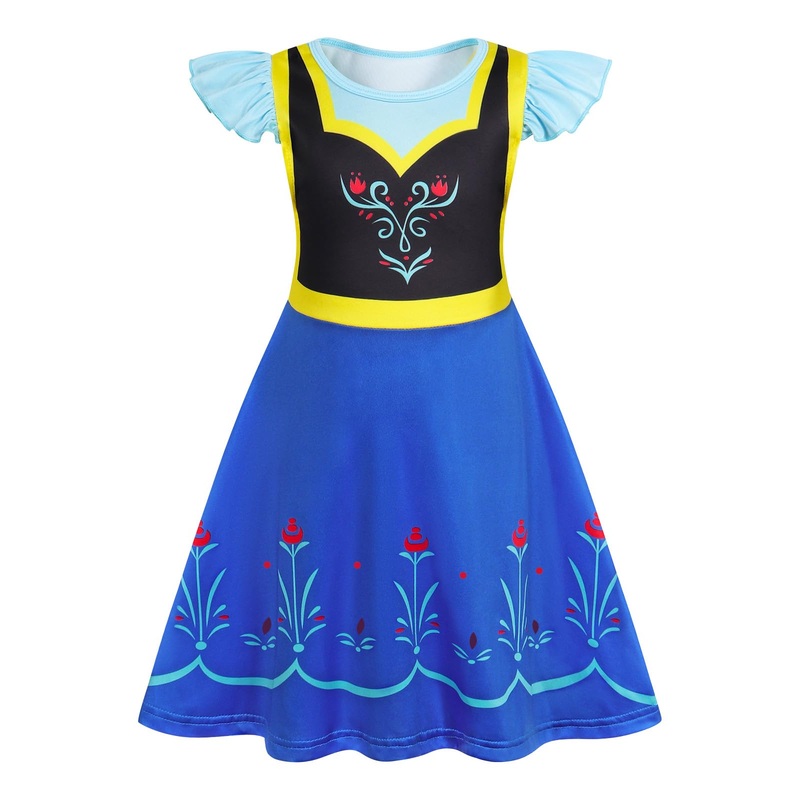 Sukyfecde Girls Princess Dresses Toddler Kids Costume Birthday Party Outfits Halloween Dress Up Size 7-8 Blue