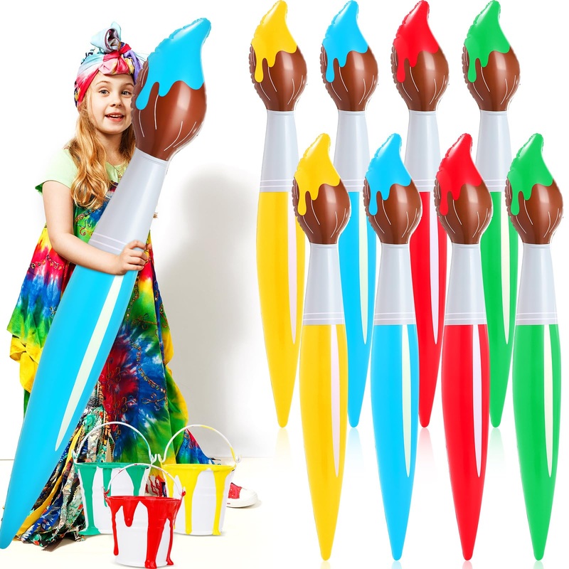 Vercanmonth 8 Pcs 43.3 Inch Giant Inflatable Paint Brushes Large Blow Up Colored Paintbrushes Set Art Paint Brushes For Kids Sum