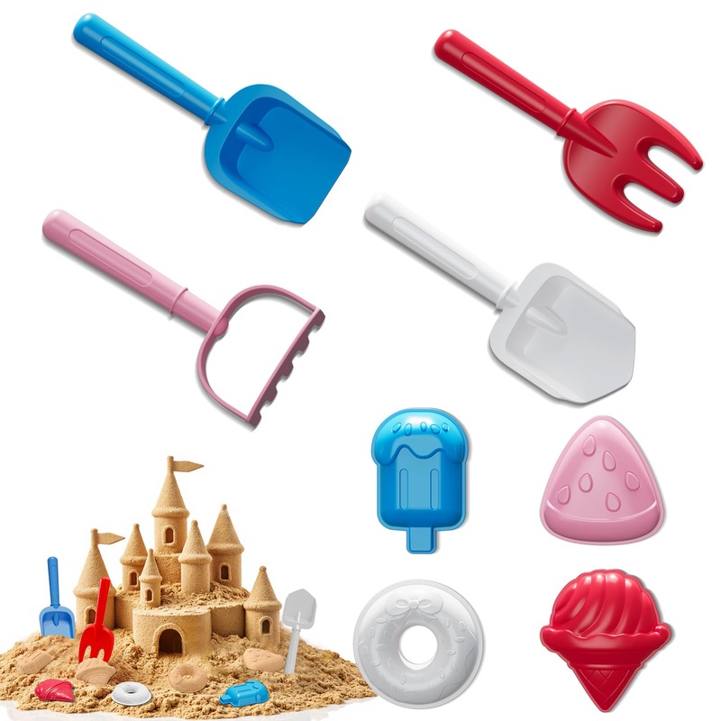 Wee Wonders Sand Toys, Beach Shovels For Kids, Sandbox Toys For Toddlers, Includes Fork, Rake, Flat, Pointed & Sea Animal Sand M