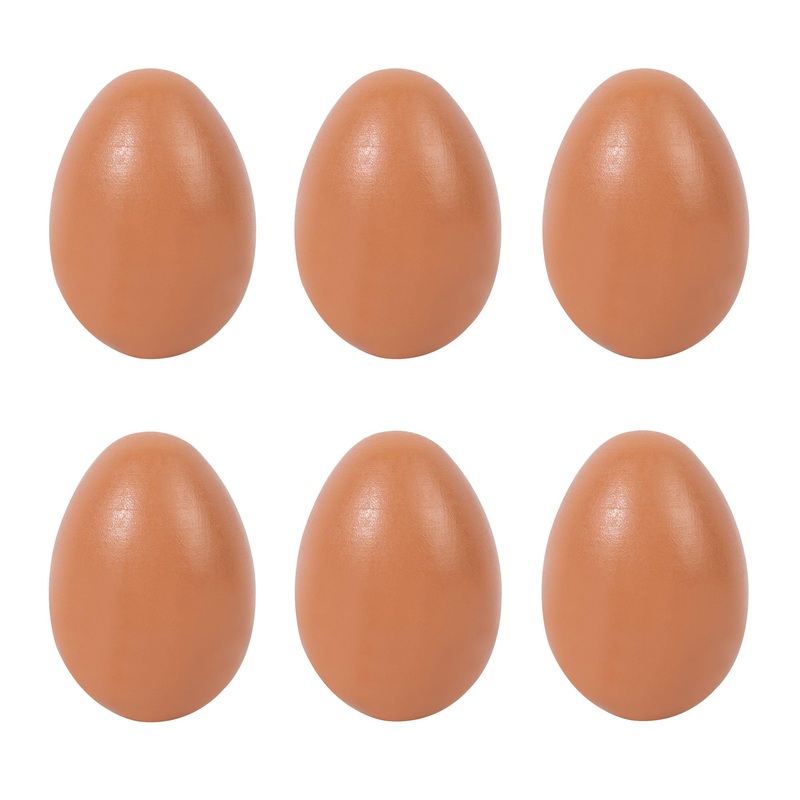 Wooden Easter Eggs,Boxed Wooden Dummy Eggs 6Pcs(Brown)