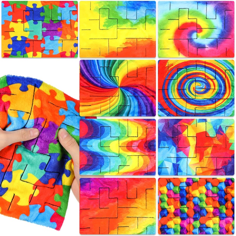 Youyole 9 Pcs Fidget Marble Maze Mat Bulk, Soft Fabric Sensory Cloth Stress Relief Toys Quiet Classroom Fidget Toys For Kids Bac