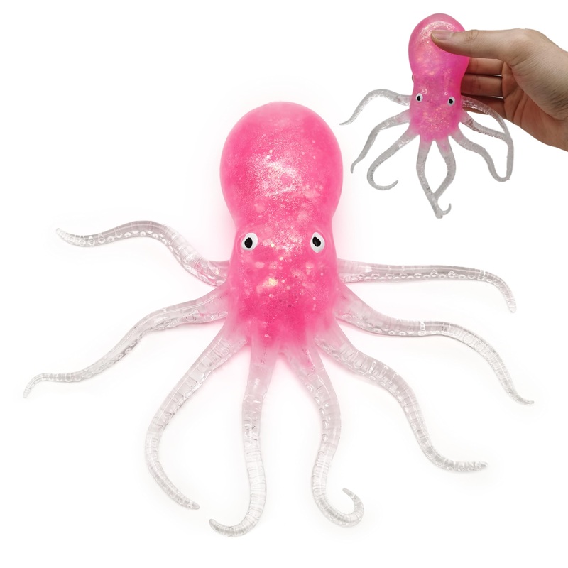 Ztatu Octopus Squishy Toys, Stress Balls For Kids (1Pcs) Glitter Octopus Sensory Squishy Balls For Kids, Sea Animals Party Favor