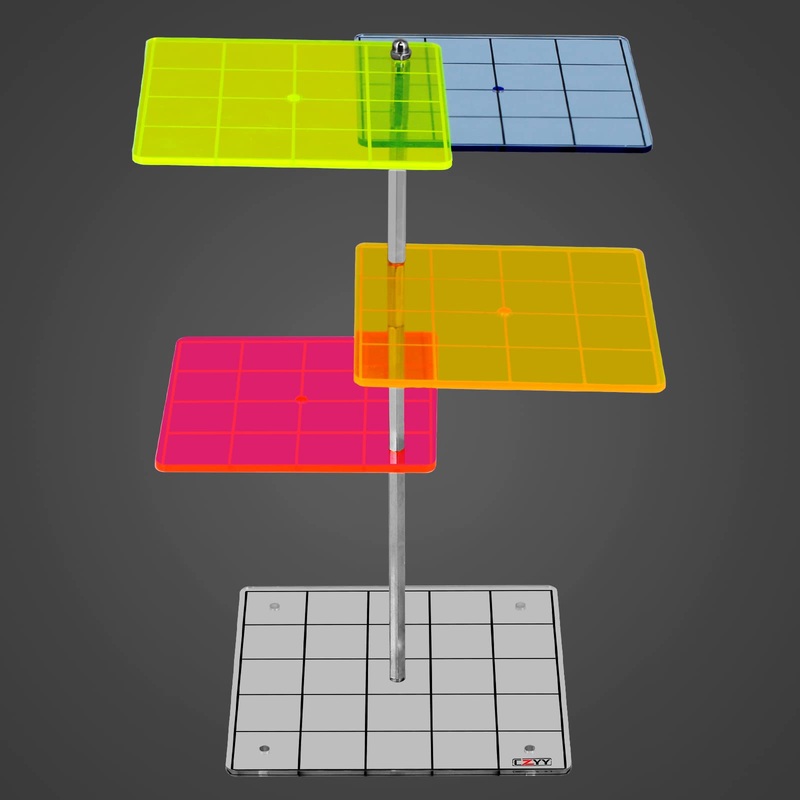 3D Combat Risers Set Colored Acrylic Connected By Metal Pillars Flying Miniature Flight Stand With 1 Inch Squaregrid Great Warga