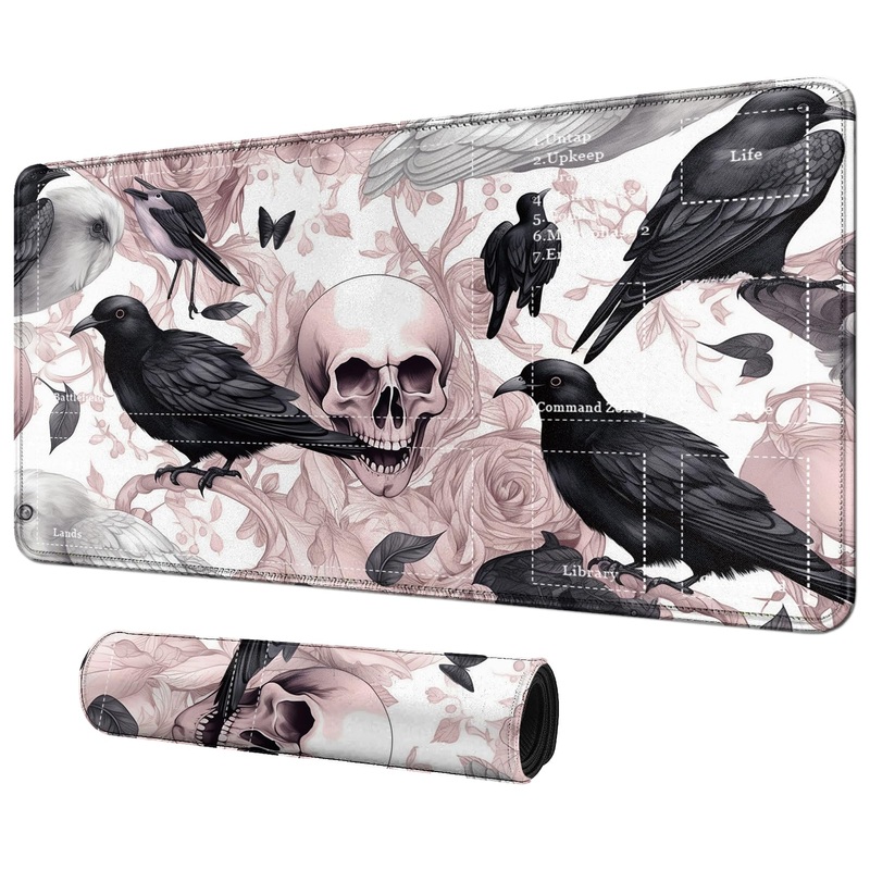 Digtiall Card Mat For Mtg & Tcg Playmat Mouse Pad,23.6” X 13.8” Game Mat Trading Card Game Playmats Table Computer Office,Crow