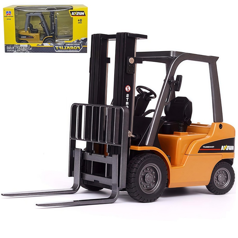 Forklift Truck Toy With Moveable Joint, 1:50 Scale Diecast Warehouse Lifting Vehicle For Kids, Forklift Toy, Alloy Fork Truck Mo