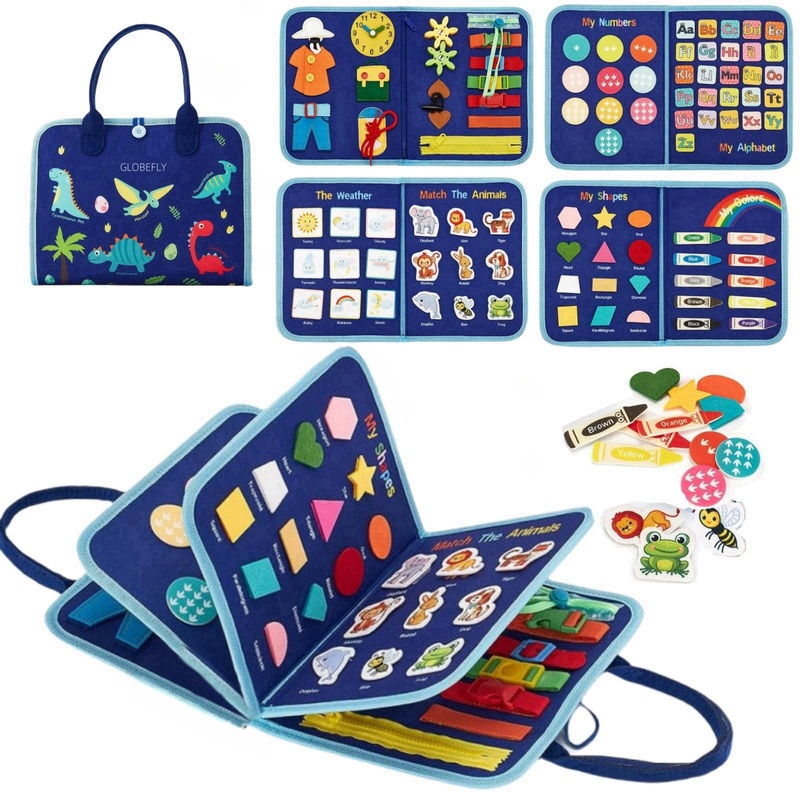 Globefly Toddler Busy Board Montessori Toys, Busy Book For Toddlers 1-3, Sensory Board Educational Activities For Learning Fine