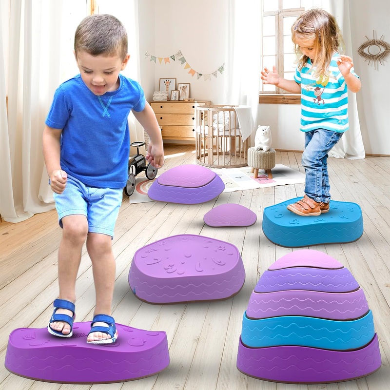Globility 5 Pcs Stepping Stones For Kids Upto 250 Lbs, Balance Stepping Stones For Toddler Obstacle Course Coordination, For Tod