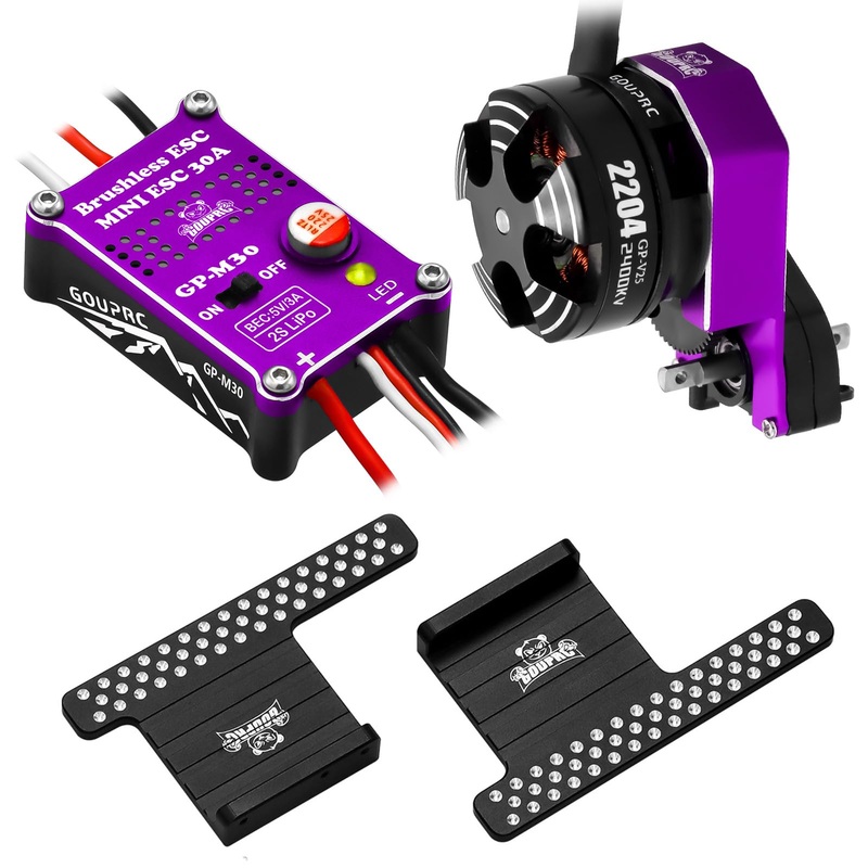 Gouprc 2204 2400Kv Brushless Outrunner Motor With Transmission & 30A Brushless Mini Esc With Pedals For Scx24 Remote Control Cra