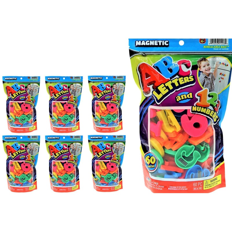Ja-Ru Abc Magnetic Letters & Numbers W/Math Symbols Set (6 Packs) Colorful Fridge Magnetic Toy For Kids. Learning Alphabet & Mat