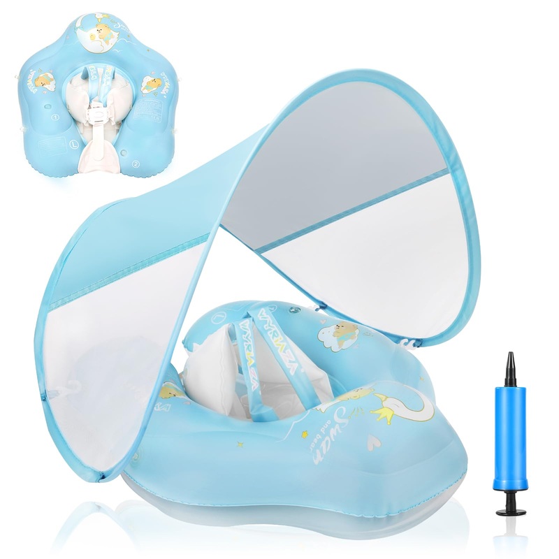 Loowarts Baby Pool Float With Canopy And Safety Seat,Infant Swim Float & Pool Float & Baby Water Float & Swimming Floats Upf50+