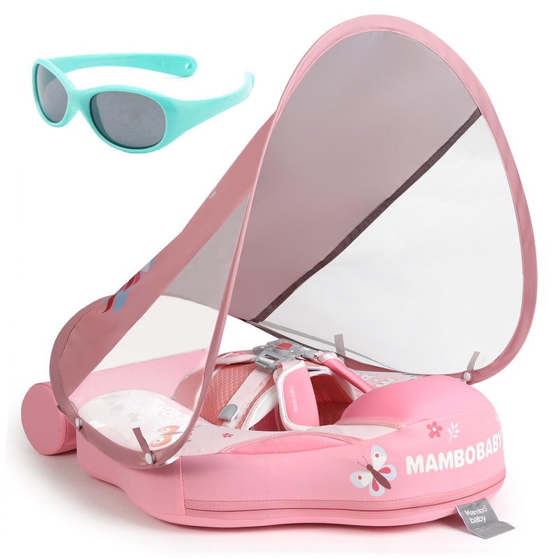 Mambobaby Float With Canopy And Tail New Upgraded Non-Inflatable Baby Pool Float Mambo Float Swim Trainer Solid Infant Swim Floa