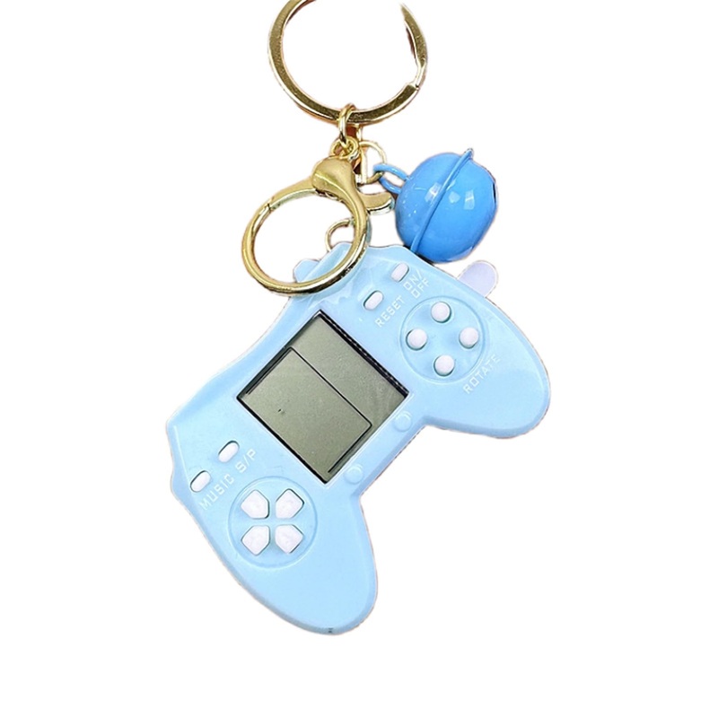 Retro Classic Game Console Pendant Keychain Playable Electronic Miniature Handheld Mini Games Machine With Keychain Ring Gift (L