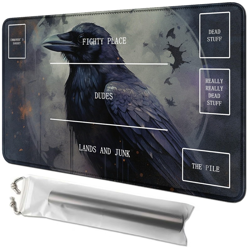 Rwutytiul Black Eagle Card Playmat 24 X 14 Inch With Tube Bag, Card Gameplay Board With Zones Commander Deck Mtg Rpg Ccg Tcg Car