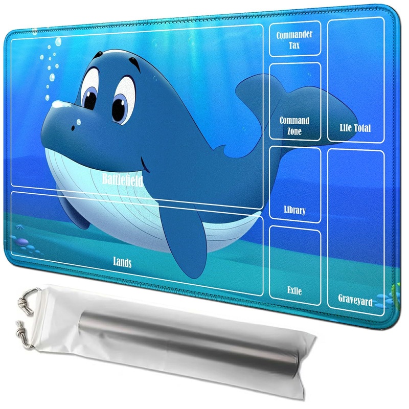 Rwutytiul Dolphin Card Playmat 24 X 14 Inch With Tube Bag, Card Gameplay Mat With Zones Commander Deck Board Mtg Rpg Ccg Tcg Car