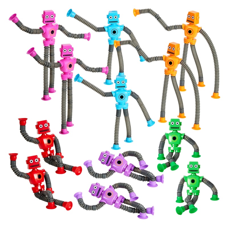 Telescopic Suction Cup Robot Toys 12-Pack Shape Changing Educational Fidget Toys Sensory Toys Adhd Autistic Stimulating Creative