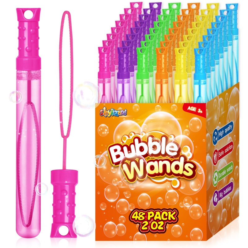 48Pcs Bubble Wands For Kids,Bulk Bubble Wand For Kids Party Favor, Bubble Maker For Party Favor,Birthday,Goodie Bags, Wedding, C