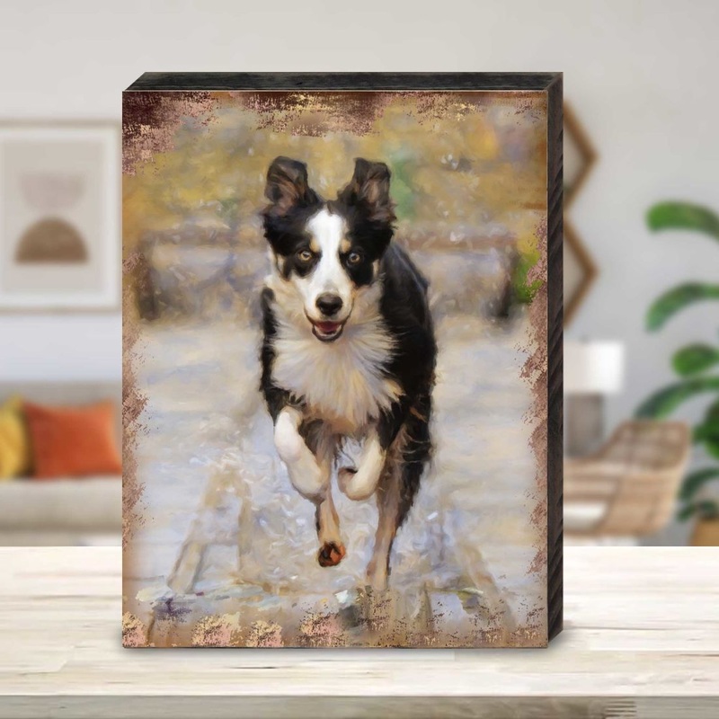 Alick Running Dog Art Wooden Wall Art by Nature Wonders – Pets Dog and Cats Decor – 95342B
