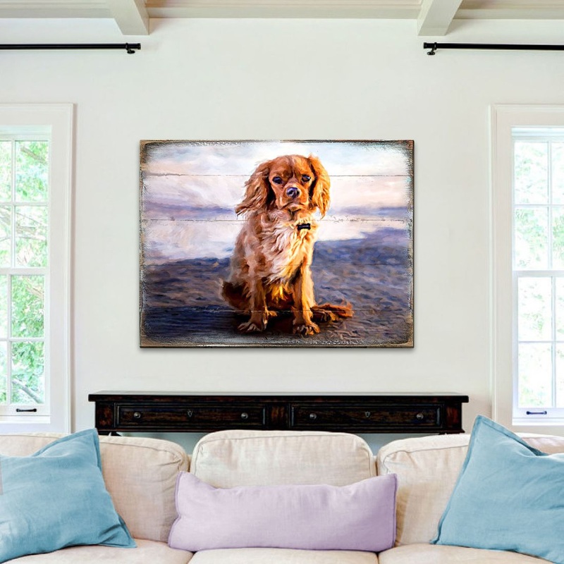 Alodie Small Dog Art Wooden Wall Art by Nature Wonders – Pets Dog and Cats Decor – 95345B