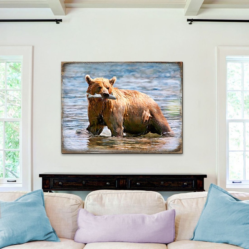 Bear Art Wooden Wall Art by Nature Wonders – Nature Wildlife Decor  – 95297B
