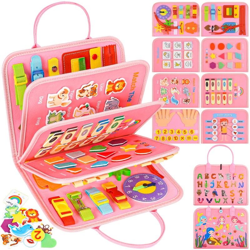 Busy Board Montessori Toys For 4 Years Old, Busy Book For Toddlers, Sensory Board Quiet Book Educational Activity Book For Toddl