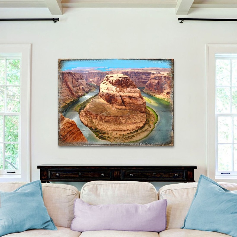 Canyon Island Art Wooden Wall Art by Nature Wonders – Nature Wildlife Decor  – 95282B