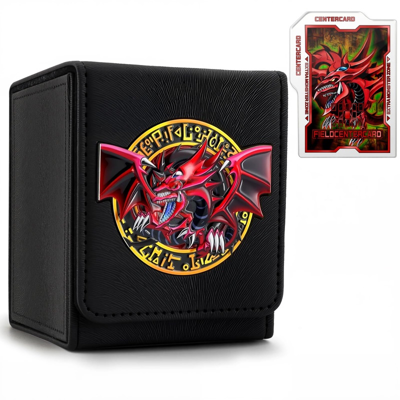 Card Deck Box For Ygo Mtg 3D Sculpted Relief Deck Box 110 Card Storage Box Trading Games Leather Storage With Divider (Sky Drago