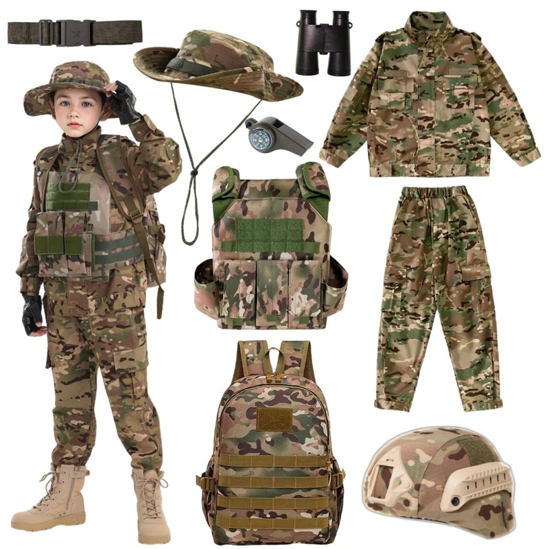 Children’S Army Special Forces Clothing Children’S Camouflage Single Soldier Clothing Helmet Backpack Soldier Boy (6-7/120)