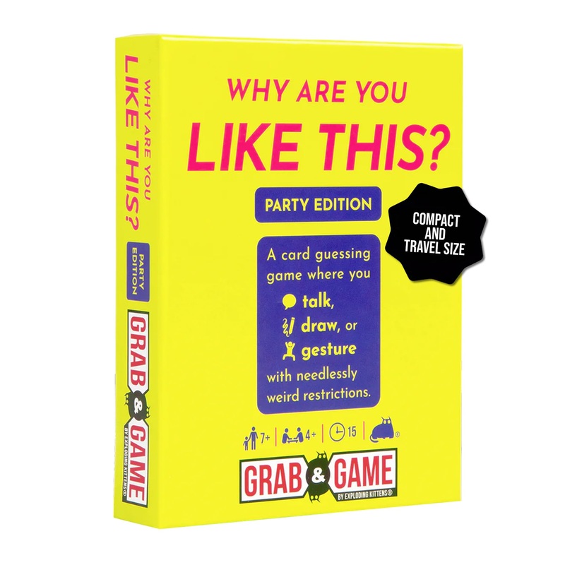 Exploding Kittens Why Are You Like This? Grab & Game Compact Travel-Sized Party Card Game For Adults, Teens, And Families – 2 Pl