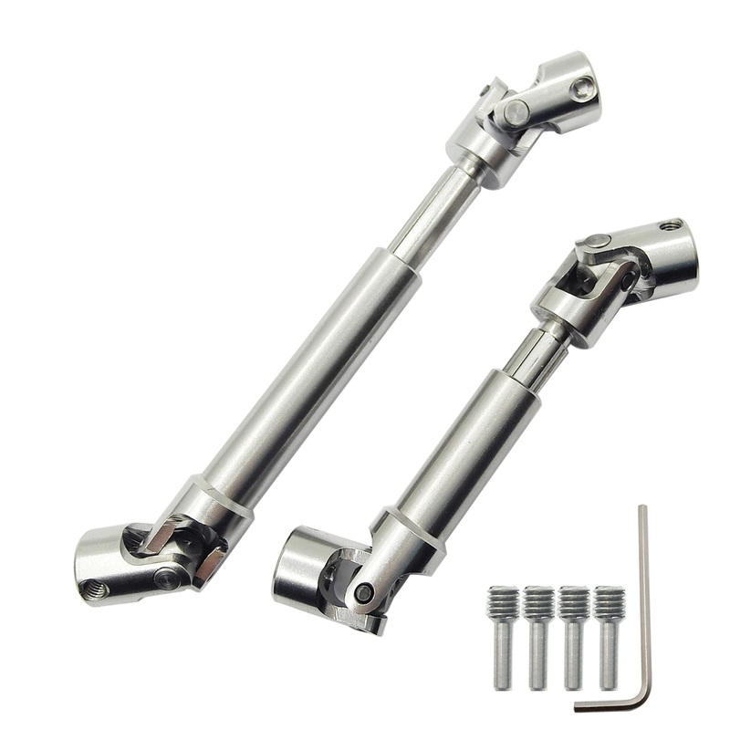 Hoplex 2Pcs Stainless Steel Drive Shaft Universal Joint Driveshaft For 1/18 Rc Rock Crawler Axial Utb18 Capra Unlimited Trail Bu