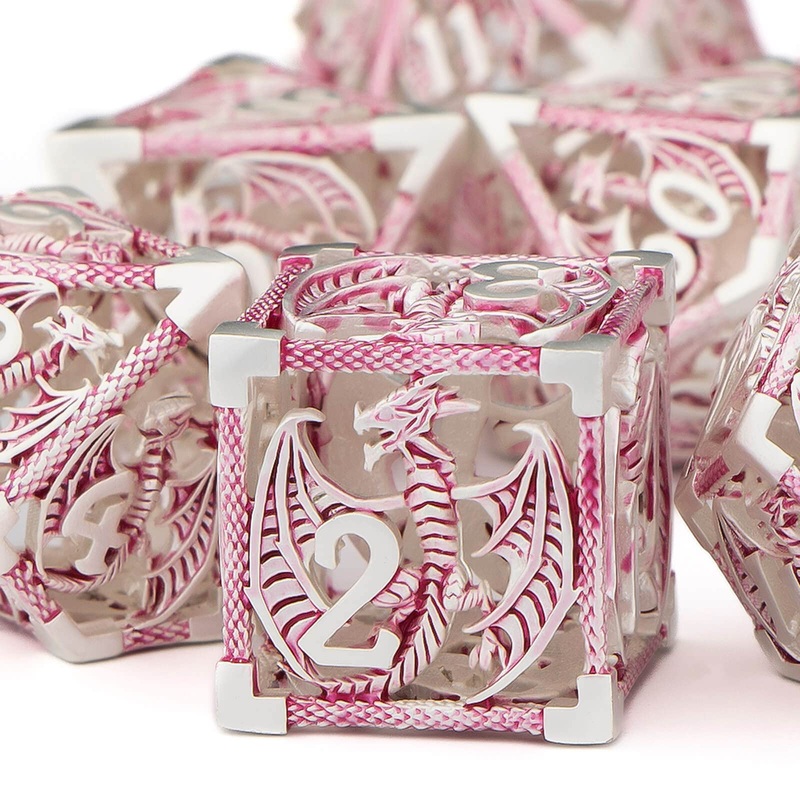 Kerwellsi Dnd Dice Set With Gifts Box, 7Pcs Polyhedral Hollow Metal Dice Set For Role Playing Game, D And D Dice D20 D12 D10 D8