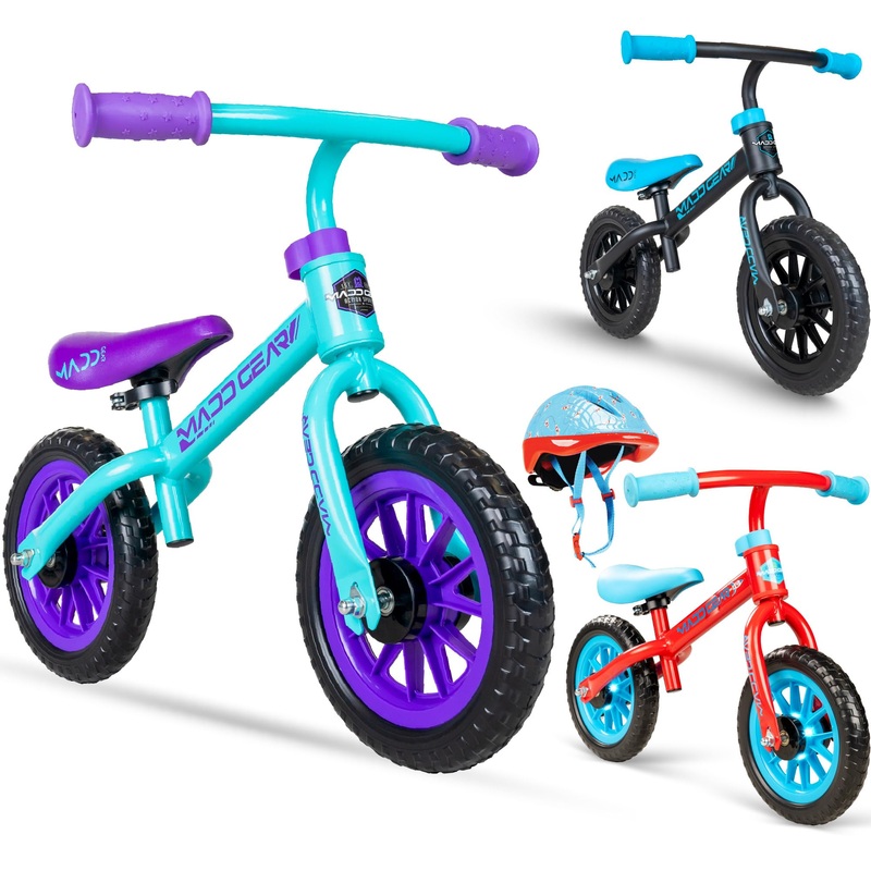 Madd Gear Toddler Balance Bike – Lightweight No Pedal First Bike For Ages 18 Months To 4 Years – Adjustable Seat – 10” Maintena
