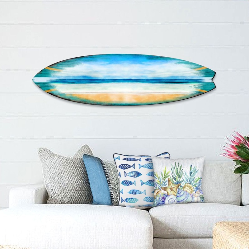 Ocean Surfboard Coastal Door Art by G. DeBrekht – Coastal Holiday Decor – 8490102HS