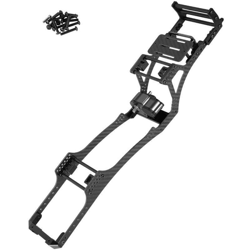 Rcmyou Rc Carbon Fiber Frame Chassis W/Gearboxes Upgrades Part For 1/10 Axial Scx10 Scx10 Ii 90046 90047 Rc Crawler Car,Black